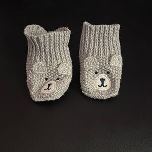 Target Gray Bear Knit Baby Mittens